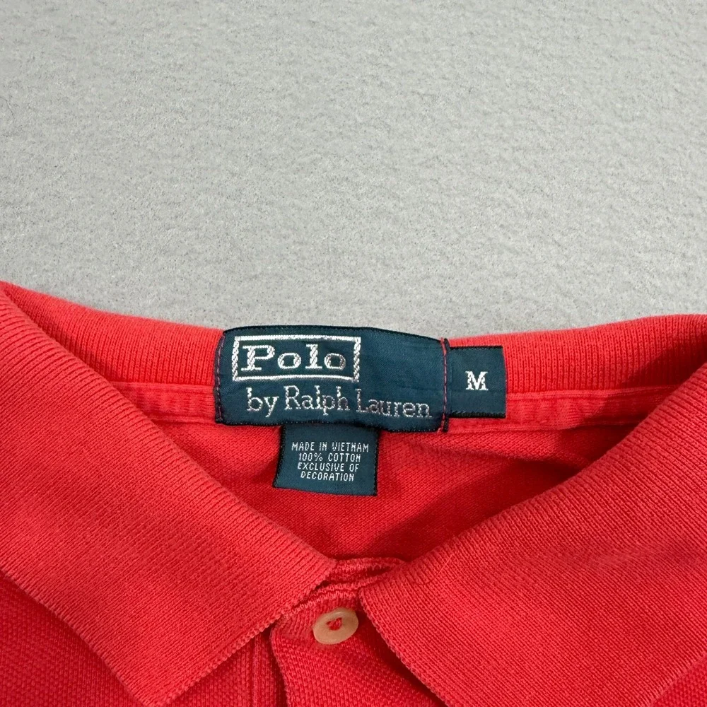 Polo Ralph Lauren Shirt Mens Medium Red Custom Fit Short Sleeve Pony Logo Pique